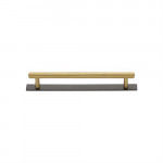 M Marcus Heritage Brass Knurled Design Cabinet Pull with Plate 96mm Centre to Centre